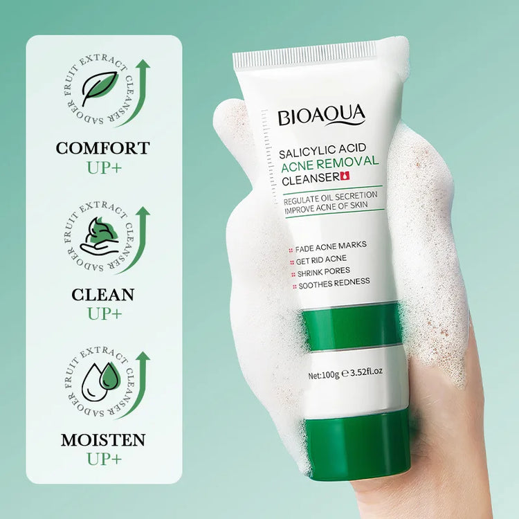 BIOAQUA Salicylic Acid Facial Cleanser Acne Treatment Moisturizing Oil Control Skincare Face Wash Foam Face Cleanser Skin Care