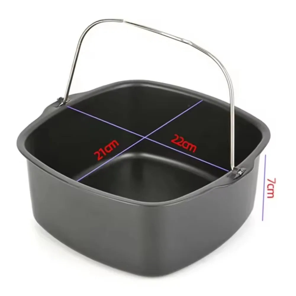 6/7/8 Inch Non-Stick Cake Pan Air Fryer & Oven Safe Mold with Handles Multi-Use Bakeware for Pizza/Cakes/Desserts Baking Tray