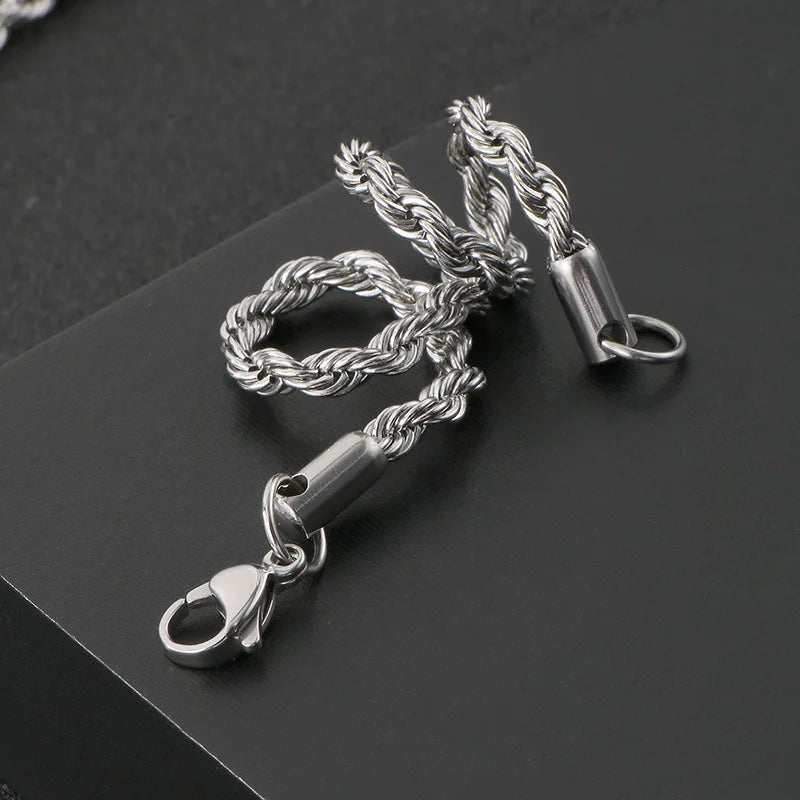 Twisted Rope Chian Bracelet for Woman Hip Hop Punk 4MM Gold Color Stainless Steel Gold Color Necklace Fashion Jewelry