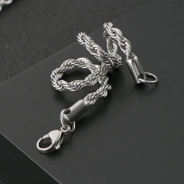 Twisted Rope Chian Bracelet for Woman Hip Hop Punk 4MM Gold Color Stainless Steel Gold Color Necklace Fashion Jewelry