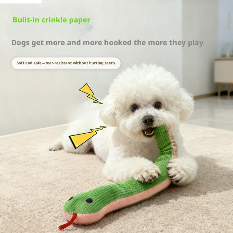 Interactive Snake‑Shape Pet Chew Toy, Bite‑Resistant Plush Sound Toy Teeth‑Cleaning for Kittens Puppies Small Pets