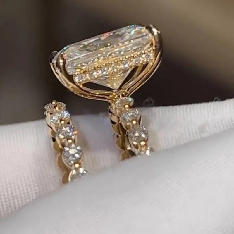 New luxury micro-set zircon ring, women's fashion wedding finger ring