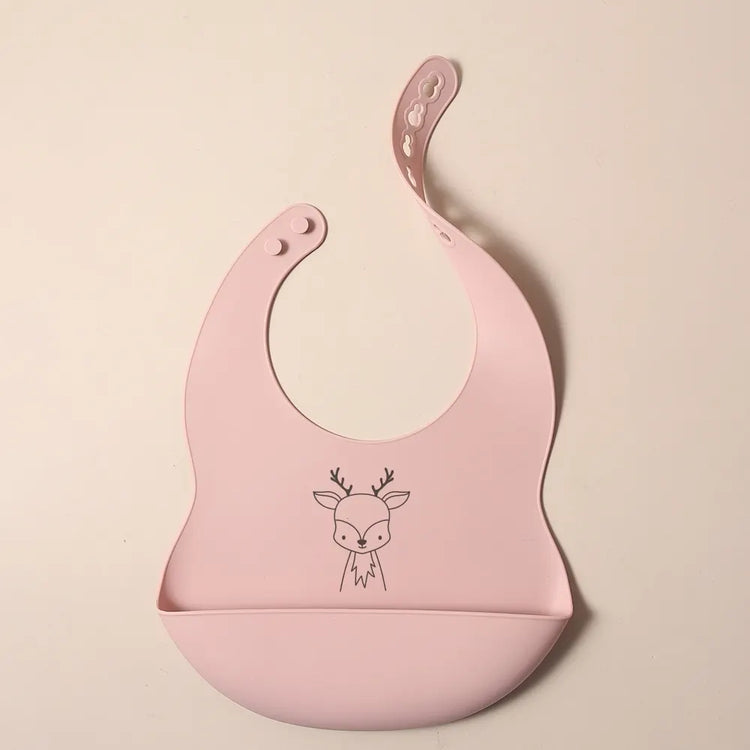 Custom Silicone Baby Bib with Name & Cartoon Print Pattern Food-Grade Solid Feeding Bib DZ13