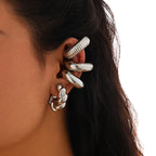 Fashion 4pcs C Shaped Acrylic Ear Clip for Women Simple Gold Silver Color No Pierced Round Earrings Punk Female Jewelry