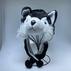 Fashionable Children's Winter Hat Plush Tiger Head Design Scarf Neck Protection Halloween Performance Cap Kids Warm Cozy Hat