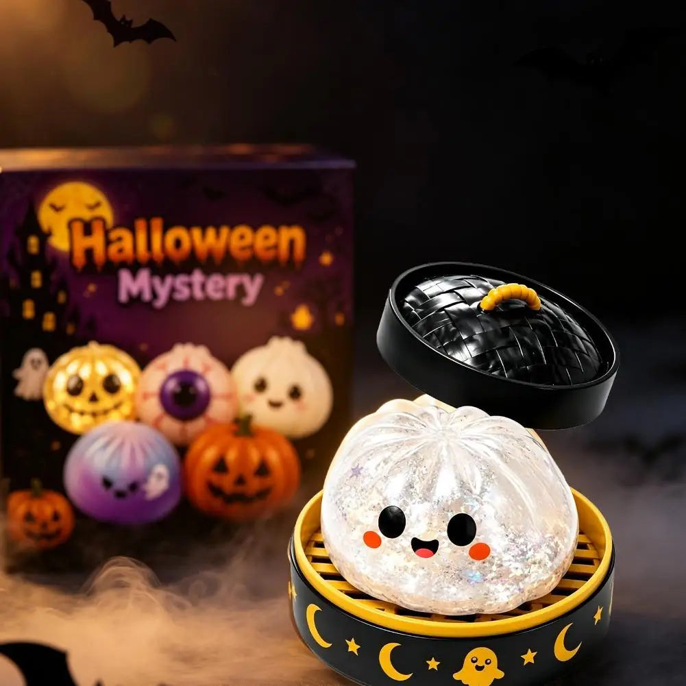 New 5.5cm Halloween Ghost Dumplings Toy Soft Slow Resilience  Squeeze Squishy Toy Kawaii Halloween Fidget Toy for Stress Relief