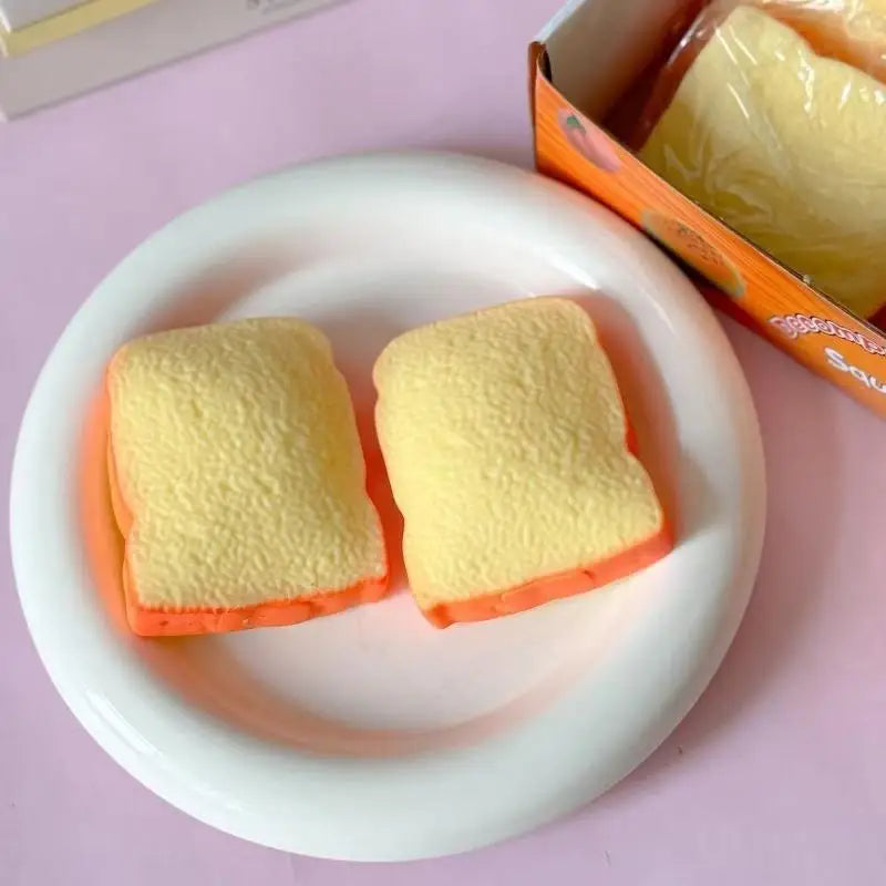 【F】Crunch Toast Slow Rise Squeeze Round Blocks Crunchy Filled Anti Stress Hand Relax Gift Toy