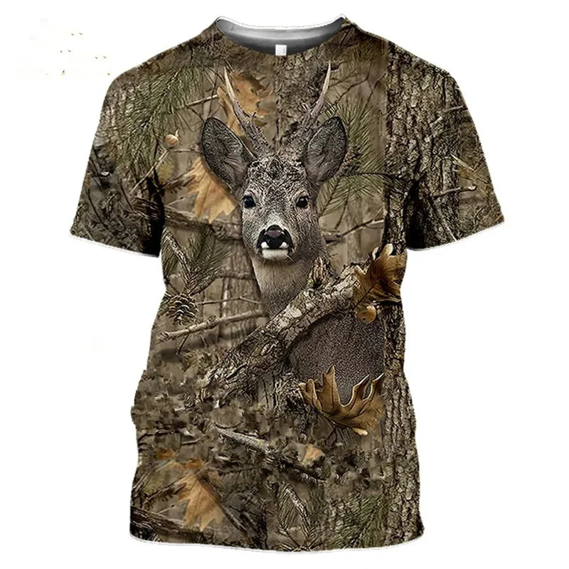 New Camouflage Rabbit Hunting 3d T-shirt Summer Casual Men's T Shirts New Fashion Street Women's Short Sleeve Tops Male Clothing