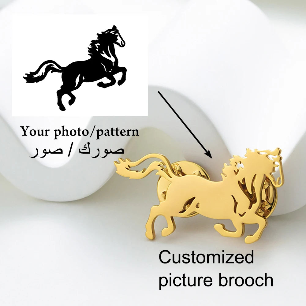Using Images Customizing Personalized Brand Brooches Stainless Steel Accessories Customized Logos Jewelry Family Gifts
