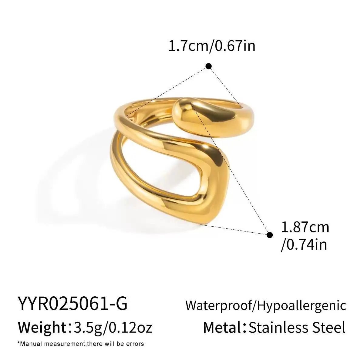 5PCS Fashionable, Simple, High Quality Gold Shell Conch Irregular Geometry Men's and Women's Ring Set