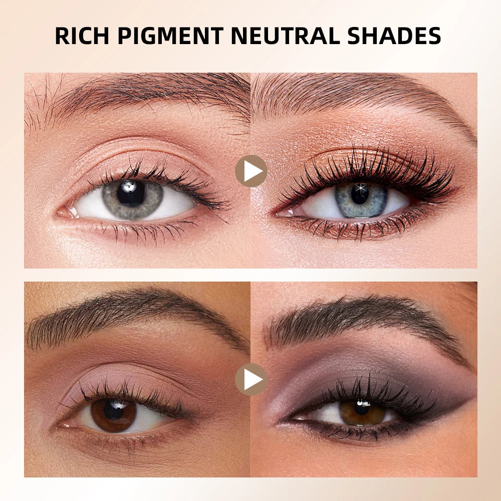 Eyeshadow Palette with Makeup Brush Set Matte Nude Natural Shades Blendable Rich Pigmented Long Lasting Waterproof Eyeshadow Powder Kit