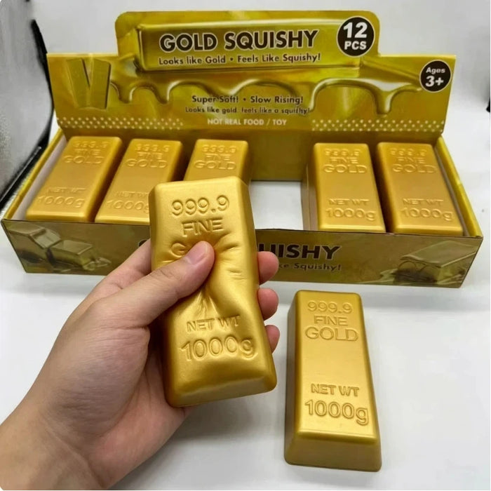 1PCS Simulate Gold Brick Squishy Slow Rising Stress Relief Toy Realistic Gold Bar Squeeze Anti-Anxiety Fidget Toy Party Favors