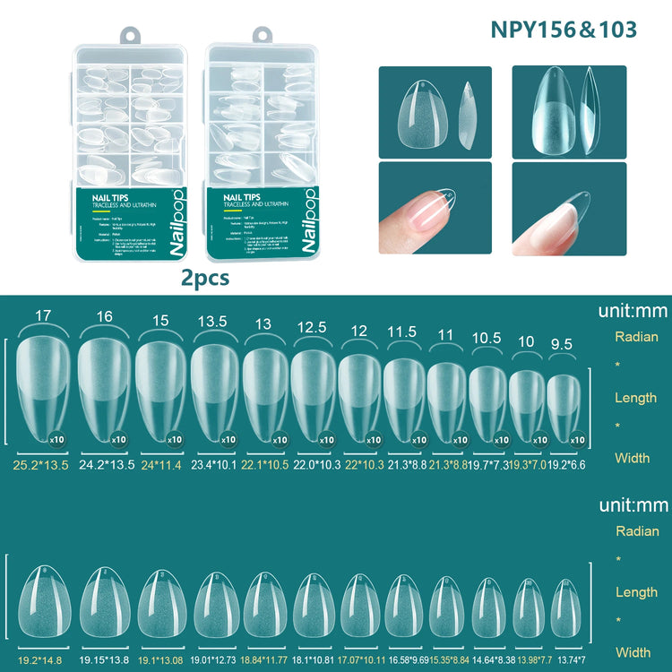 Nailpop 120pcs Acrylic Nails Fake Capsule Short Almond Coffin Square Artificial Nail Extension Soft Gel Tips Accessories Tools