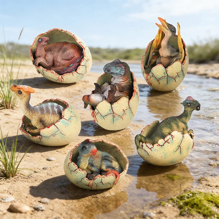 Realistic Hatching Dinosaur Egg Model T-Rex Spinosaurus Velociraptor Pterosaur Figurine Statue Home Decor Collection Ornaments
