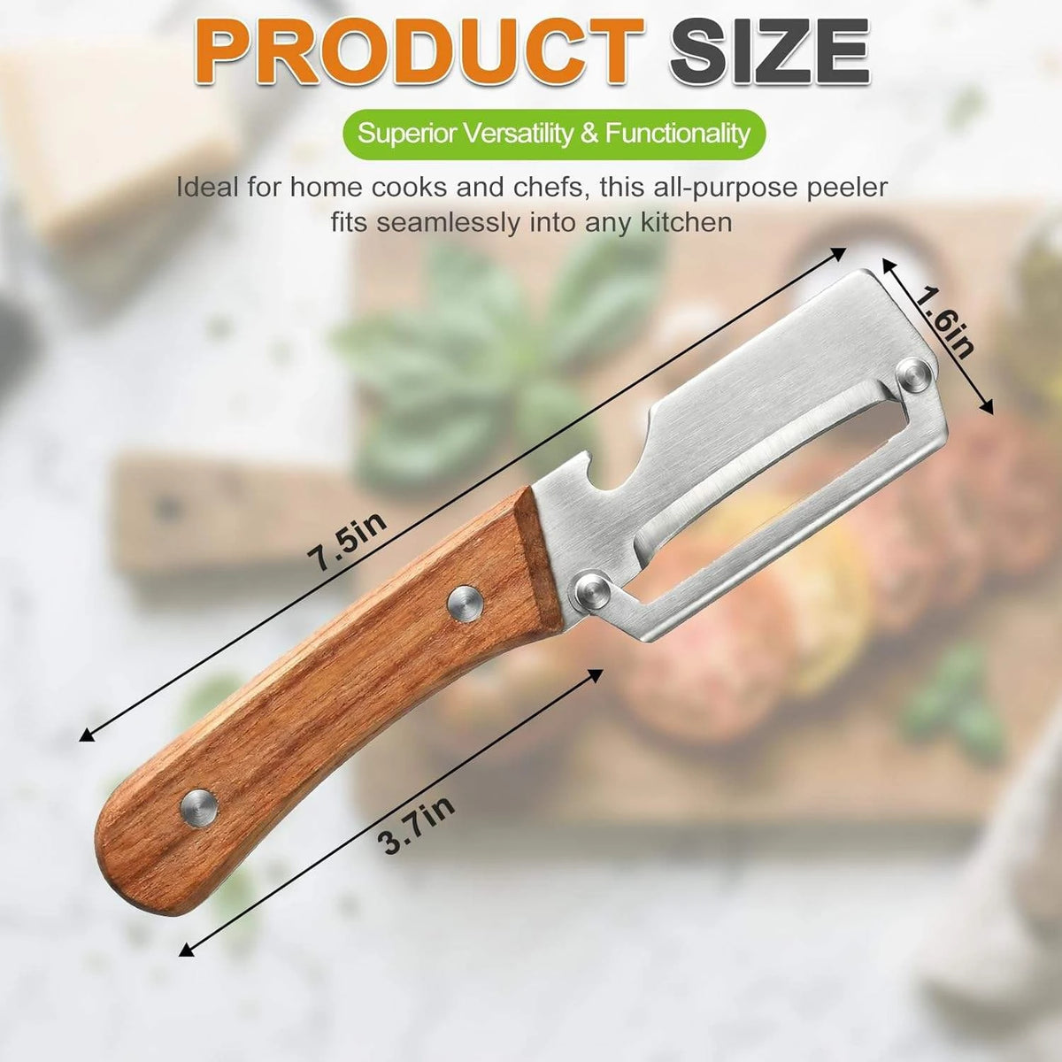 2PC Set Kitchen Peeler Stainless Steel Vegetable Peeler Wooden Handle For Peeling And Slicing Fruits And Vegetables Kitchen Tool