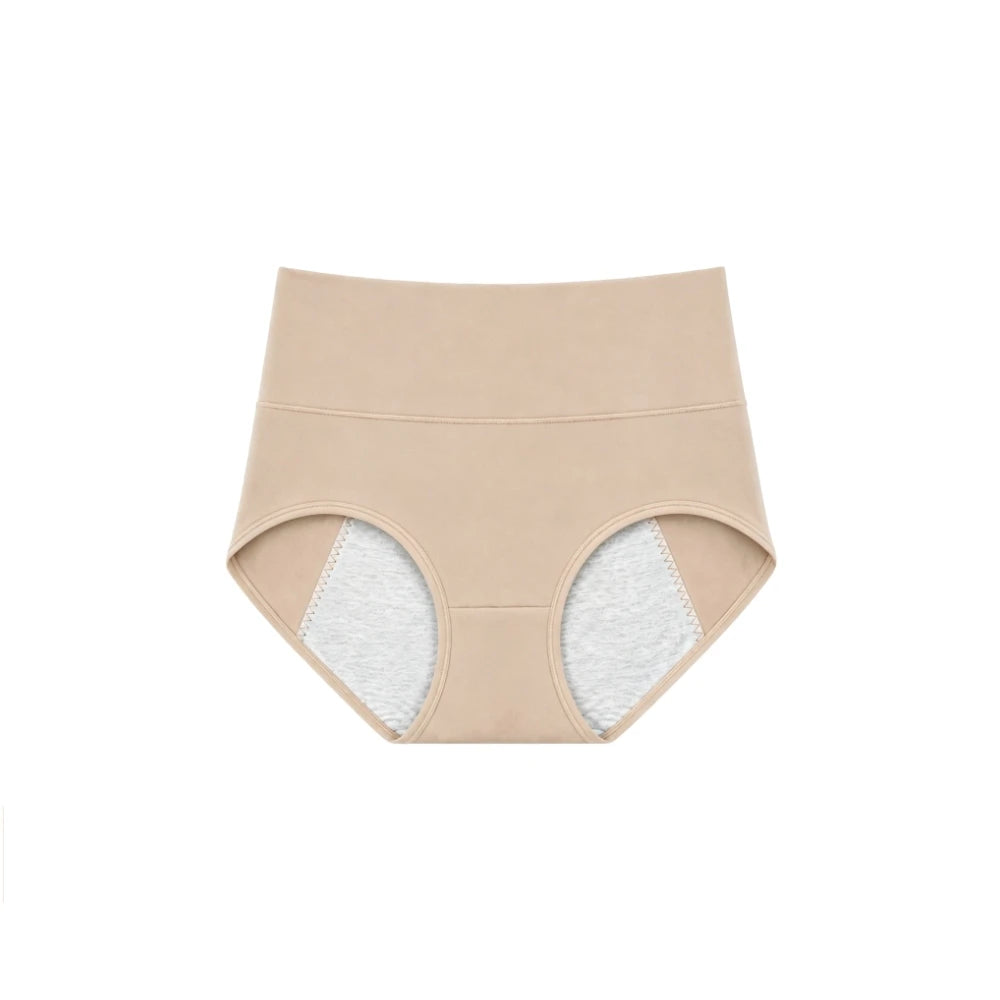 Women's Period Panties High-Waist Cotton Leak-Proof Underwear Girls Breathable Soft Maillard Solid Color Female Briefs Lingerie
