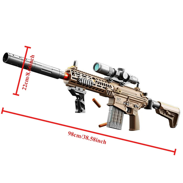 M7 Soft Bullet Toy Gun Manual Electric 2-in-1 Blaster Shell Ejection Foam Dart Toy Gun Rifle Continuous Fire Toy Model Prop