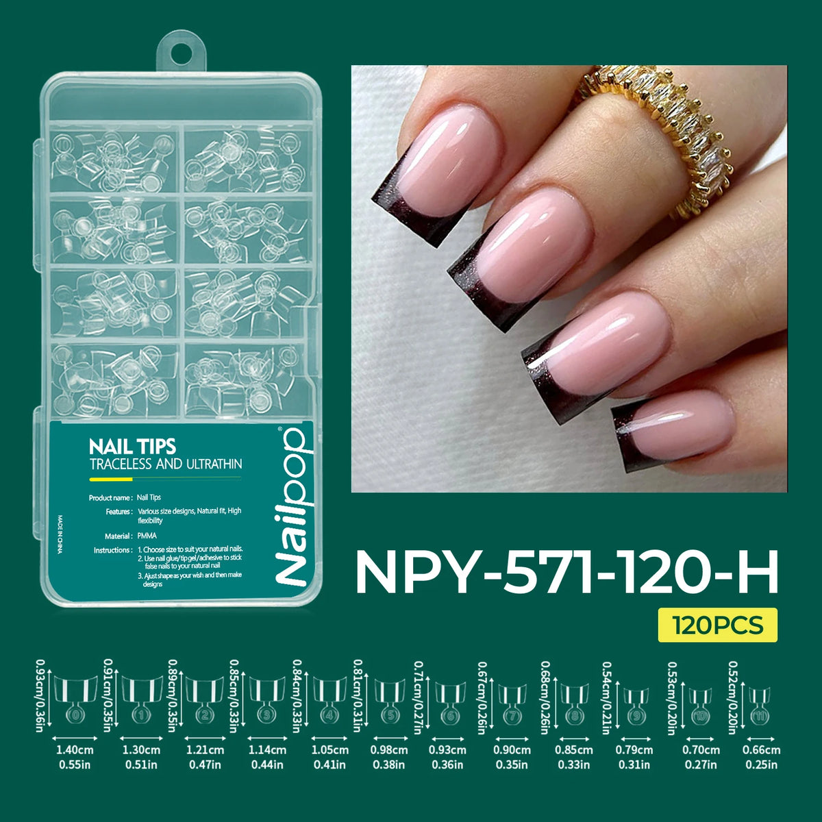 Nailpop 120pcs Acrylic Nails Fake Capsule Short Almond Coffin Square Artificial Nail Extension Soft Gel Tips Accessories Tools