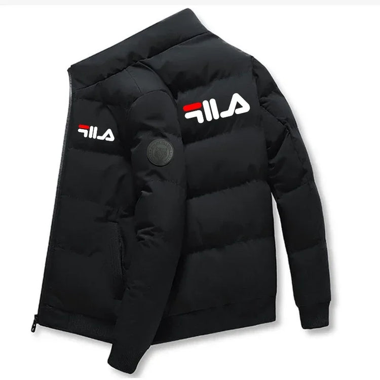Short Thick Warm Jacket Men Fall Winter Printed Zip Windproof Outdoor Casual Outerwear M-5XL