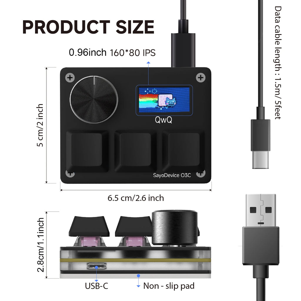O3C SayoDevice OSU O3C Rapid Trigger Hall Switches Magnetic Pink Switches Keyboard With Knob Screen Copy Paste Shotcut