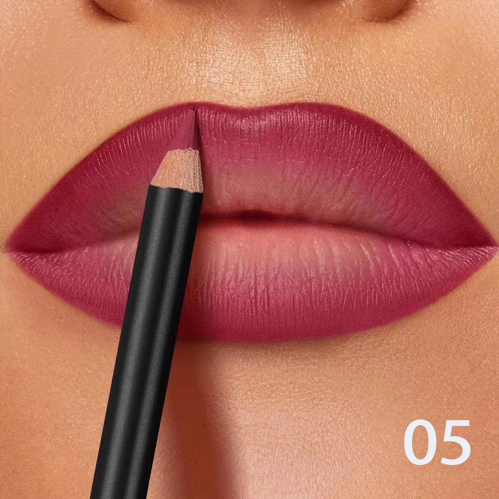 6-Color Waterproof Matte Lip Liner - Long-Lasting, Non-Transfer Formula, Matte Finish, 6 Versatile Shades