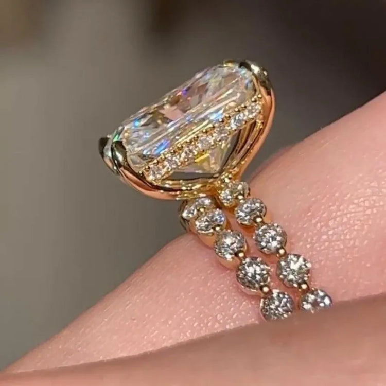 New luxury micro-set zircon ring, women's fashion wedding finger ring
