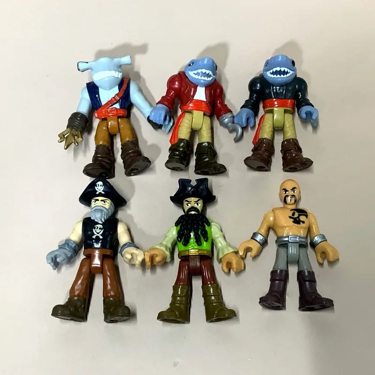 Set Imag-inext Pirate Adventures Shark Pirate Captain Hook Deckmate Ghost Blackbeards Figures 2.8'' Models Cake Topper Kid Toy