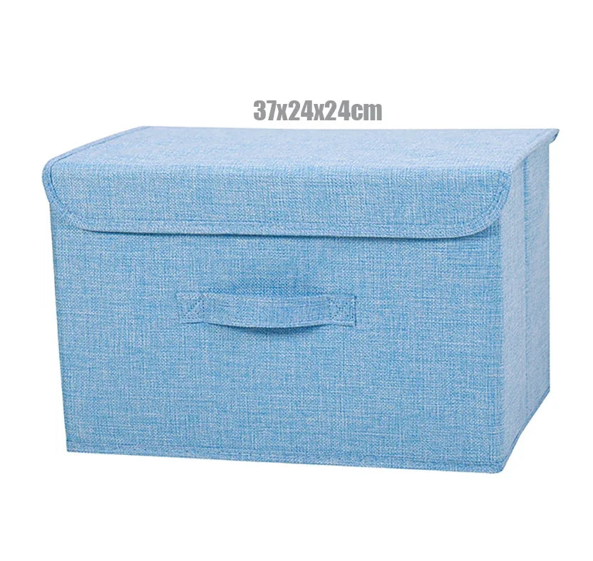 Washable Cotton Linen Fabric Folding CD Storage Box Foldable Bins Toys Organizer With Lid Storage Basket Laundry Basket