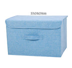 Washable Cotton Linen Fabric Folding CD Storage Box Foldable Bins Toys Organizer With Lid Storage Basket Laundry Basket