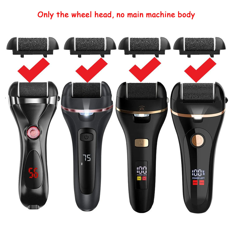 Black Foot Care Tool Heads, Hard Skin Remover, Refill Rollers for Cracked Heels Calluses and Dead Skin Removal, 6 Pcs