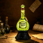 Funny Witches' Brew Potion Bottle Glitter Globe with Led Lights Resin Sparkling Powder Bottle Crafts Halloween Party Decoration