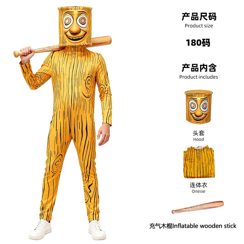 Ai Italian Brainrot Tung Tung Tung Sahur Cosplay Costume Anime Tralalero Tralala Sahur Jumpsuit Party Halloween Mask Bodysuit