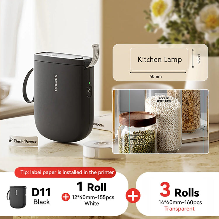 NIIMBOT D11 New Version Label Printer Mini Portable 300DPI Bluetooth Wireless Label Maker Name Tag Kitchen Sticker PrintingMaker