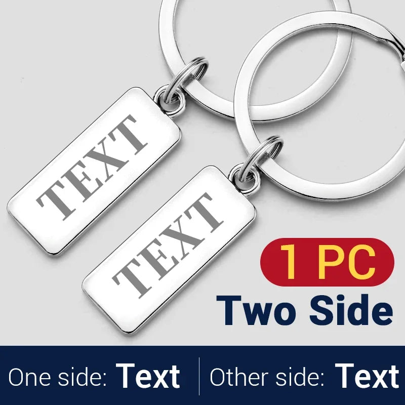 Customized Engraved Name Plate Number Keychain For Car Logo Personalized Anti-lost Keyring Key Chain Ring Best Gift P009C