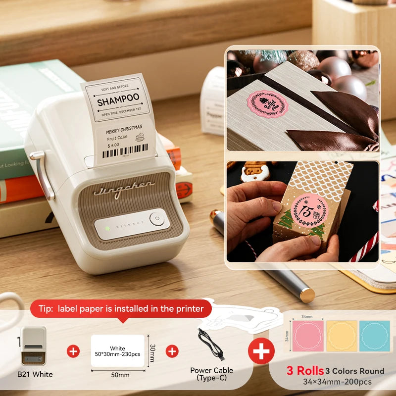NIIMBOT B21/B1 Portable Thermal Printer 1500mAh Wireless Sticker Printer With Self-adhesive Labels For Barcode Clothing Jewelry