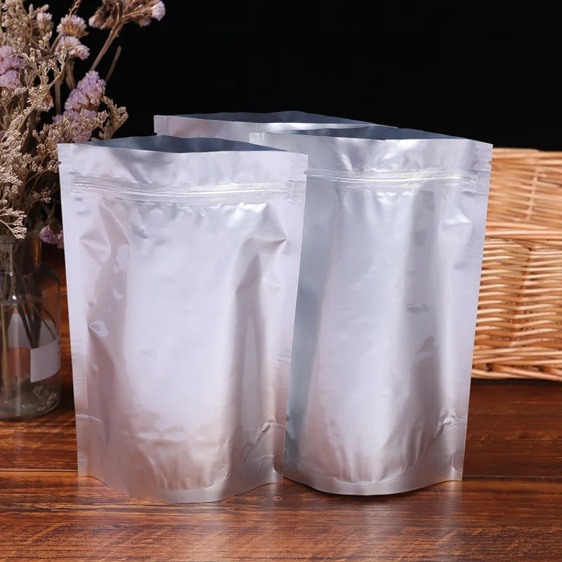 Heat Seal Aluminium Foil Bag Zipper Stand-up PackagingBag Foldable Snack Coffee Sunscreen Gift StorageBag Cooked Food Fresh Bag