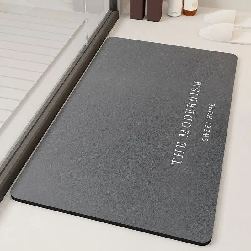 Soft diatomaceous earth absorbent quick drying bathroom floor mat, household bathroom door carpet anti slip mat