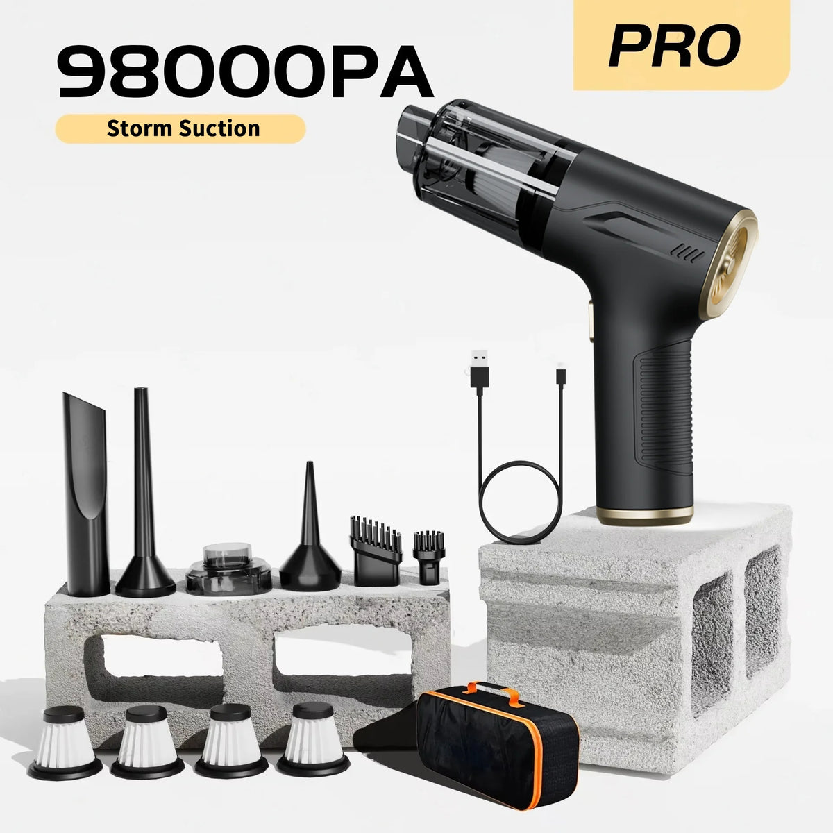 CENRR 98000PA Powerful Mini Car Vacuum Cleaner Cordless Wireless Car Cleaner HandHeld Portable Vacuum Cleaner Air Gun
