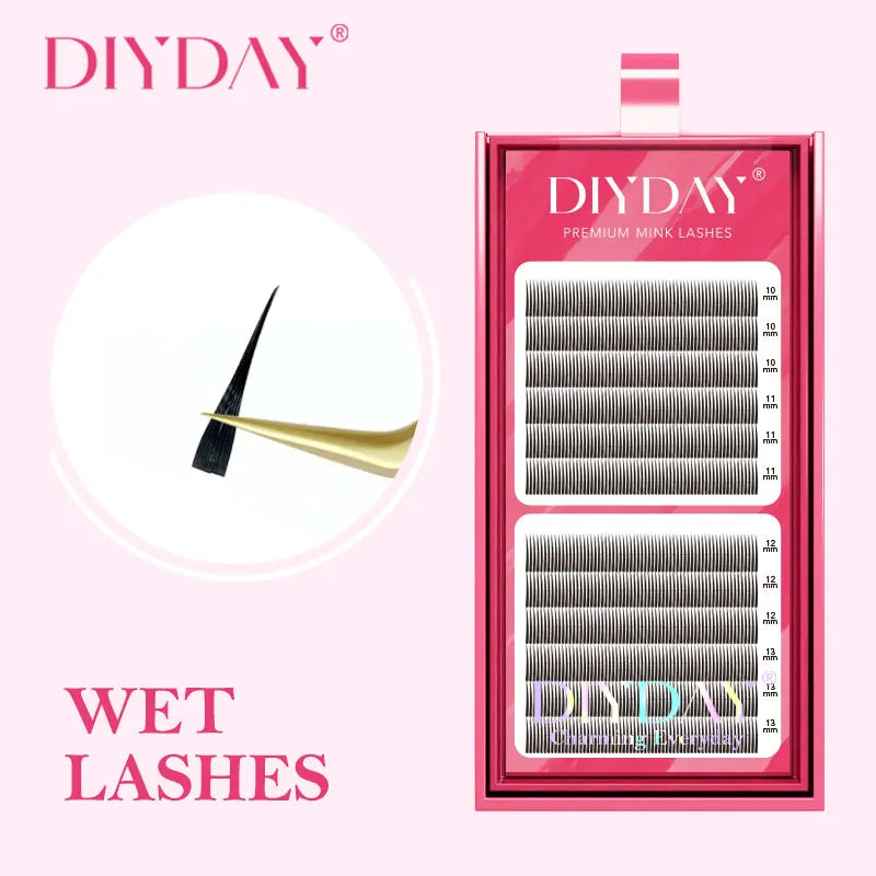 DIYDAY 5D Fairy Eyelash Extensions Spikes Wet Lashes Cluster Premade Fans 5D Flora Mink False Eyelashes for Makeup