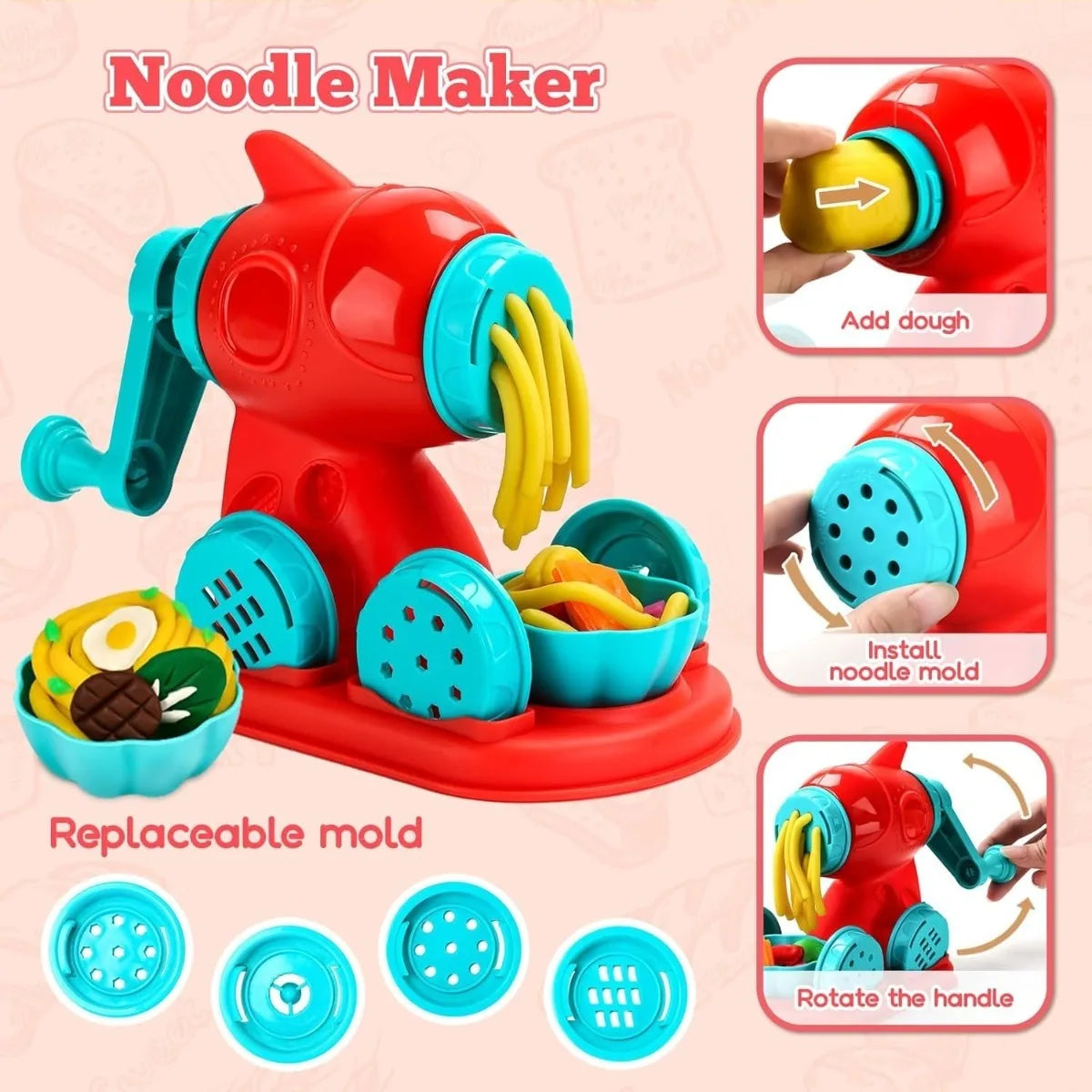 Pretend Play Kitchen Food Color Clay Toy Plasticine Tool Set Noodle Machine Ice Cream Maker DIY Mold Boys Girls Gift