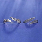 2PCS Fashionable And Simple Angel And Devil Wing Rings, Retro Personalized Open Mouth Men's And Women's Rings Available For Whol