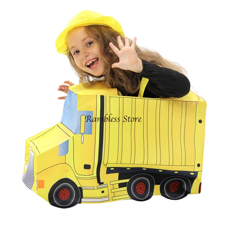 Children Happy Day Festival Cars Cosplay Jumpsuit Police Car Fire Truck Ambulance Cosplay Costumes for Kids Performance Wear
