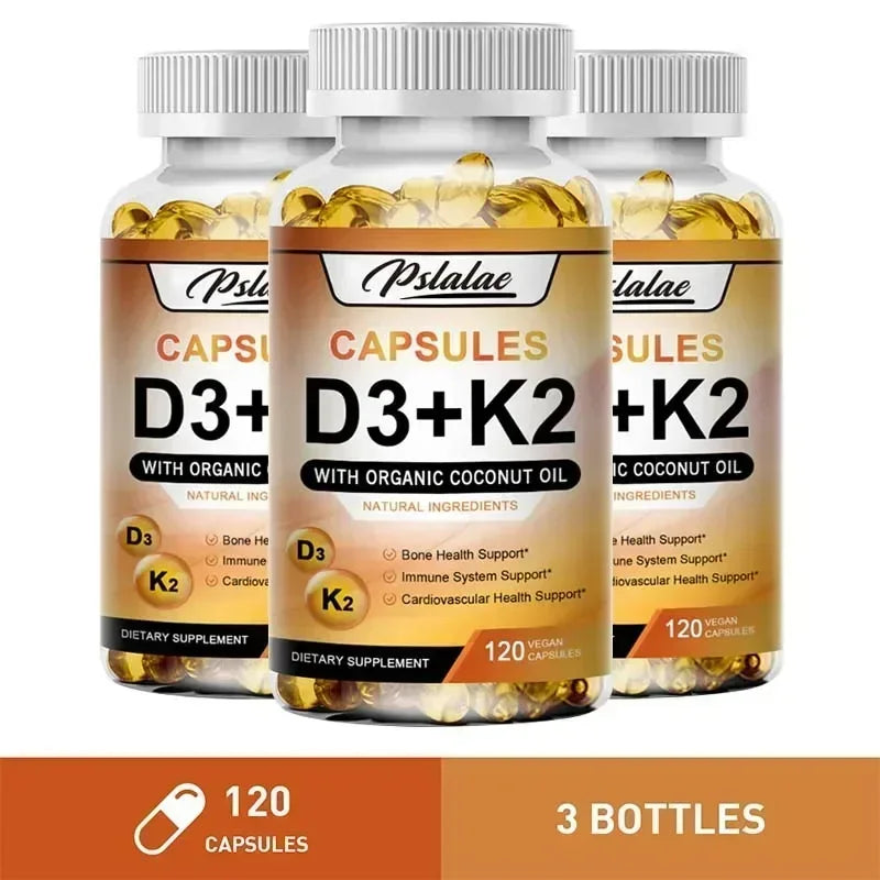 Vitamin D3 + K2 Supplement - Promotes Strong Bones, Calcium Absorption, Teeth, Heart, Cardiovascular Health