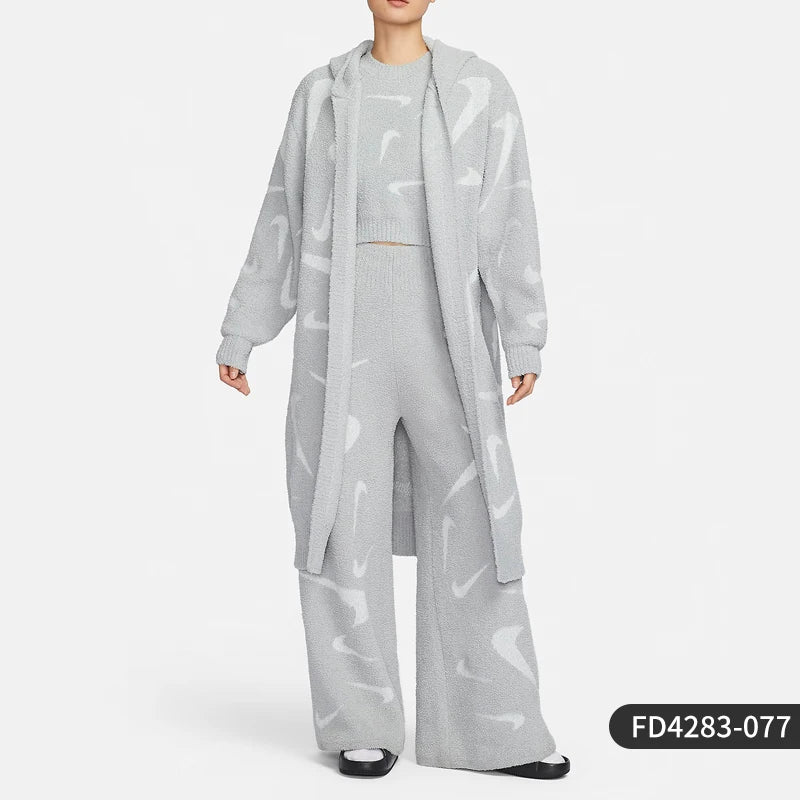 Nike genuine spring new women's loose knit long hooded jacket FD4283-077