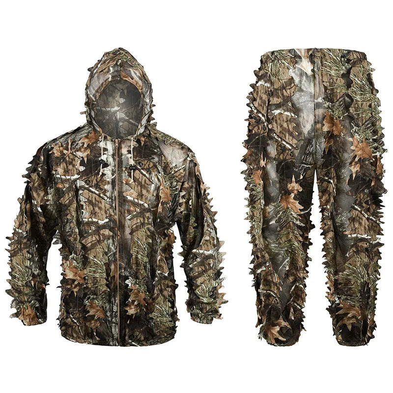 3D Leaves Camouflage Ghillie Suit Lightweight Camouflage Ghillie Woodland Camoflage Sniper Airsoft Shooting Hunting Equipment