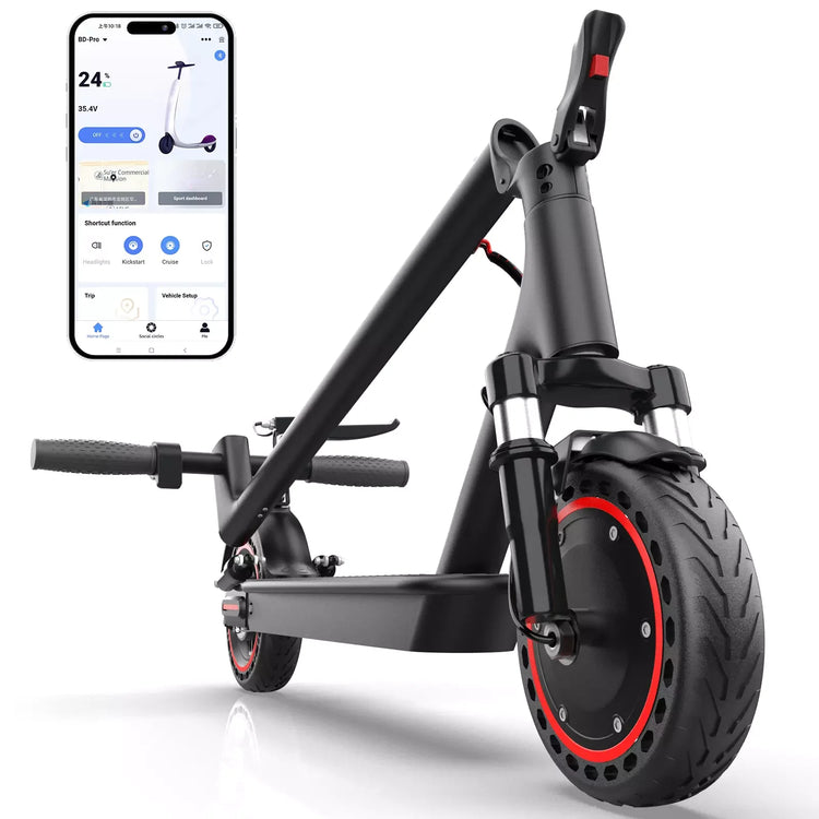8.5'' Solid Tire Electric Scooter 350W 19mph Max Speed APP Smart Control Dual Suspension 23miles Max Range For City Commuter
