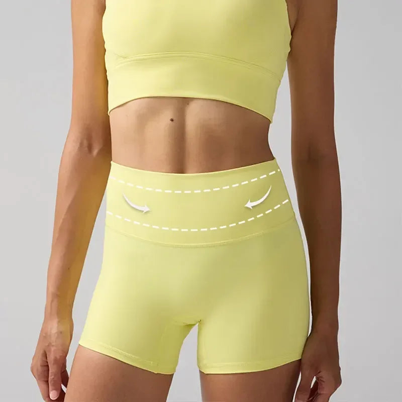 Solid Color High-Waisted Yoga Shorts for Women Quick Dry Breathable Fitness Sport Running Cycling Leggings