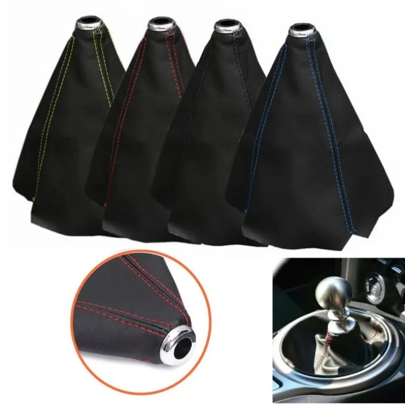16mm Universal Car Gear Shift Collars Pu Leather Car Shift Collar Automatic Car Manual Shift Lever Knob Shift Boot Cover Legging