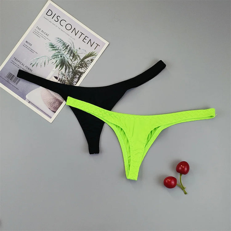 2Pcs Sexy Mini Micro Thongs Low Waist Seamless Female Underpants Comfortable Solid Bikini Underwear Women G String