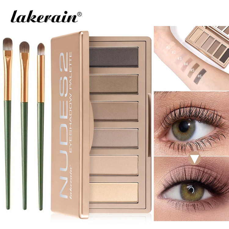 Eyeshadow Palette with Makeup Brush Set Matte Nude Natural Shades Blendable Rich Pigmented Long Lasting Waterproof Eyeshadow Powder Kit